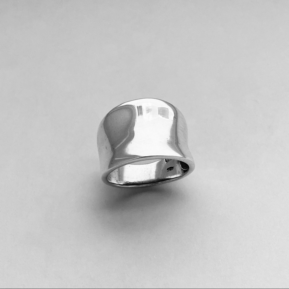 Sterling Silver Concave Ring, Statement Ring, Sil… - image 5